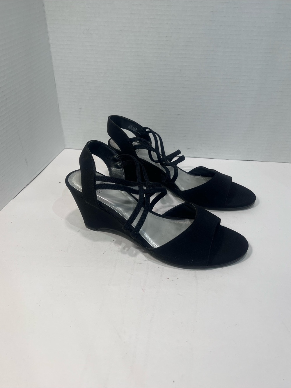 Impo Black Strappy Wedge Espadrilles